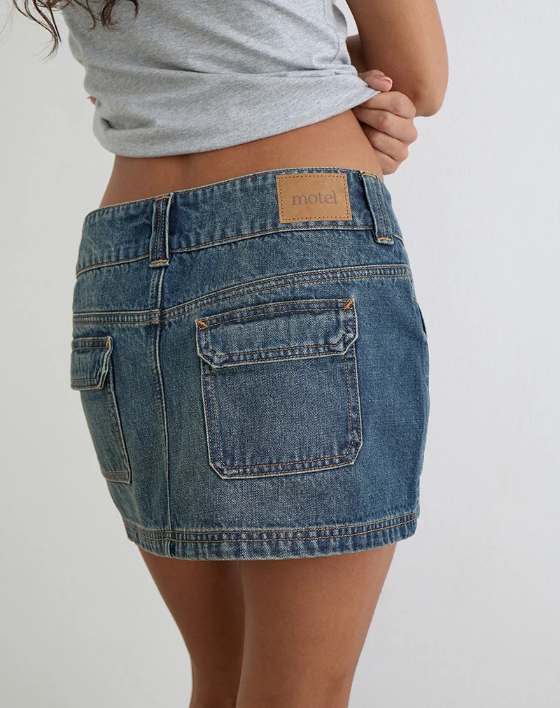Cargo-Jeans-Minirock in Dirty Green