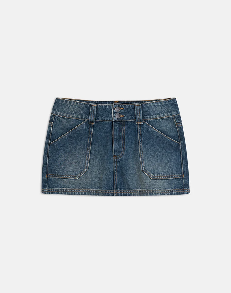 Cargo-Jeans-Minirock in Dirty Green