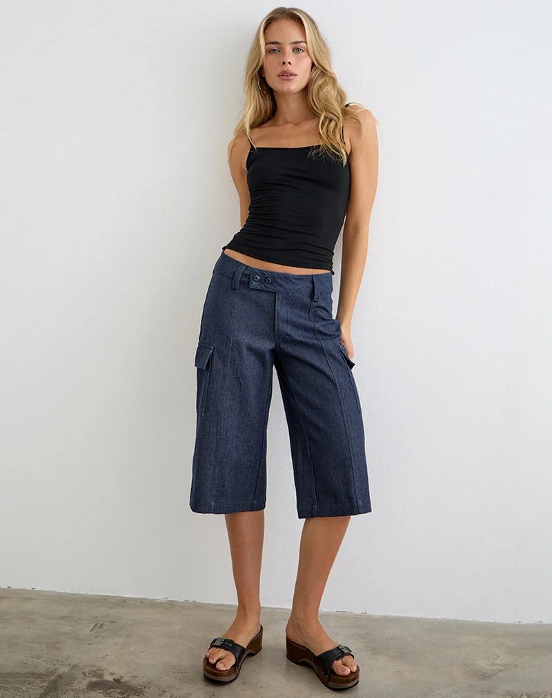 Bensen Capri-Hose aus Chambray-Denim in Blau