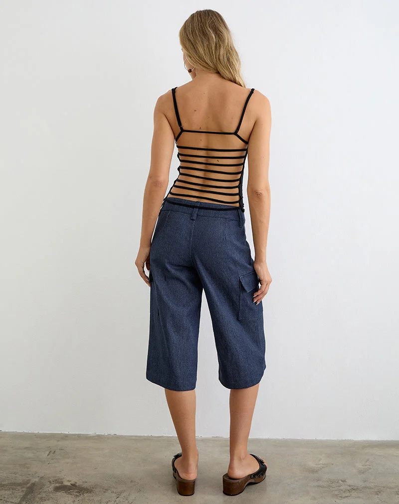 Bensen Capri-Hose aus Chambray-Denim in Blau
