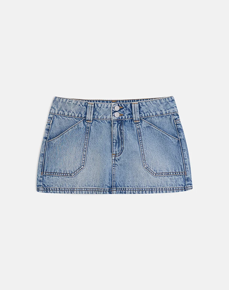 Cargo-Jeans-Minirock in Vintage-Blau