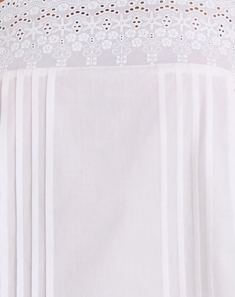 Yoshiko Broderie Trim Minikleid in Weiß