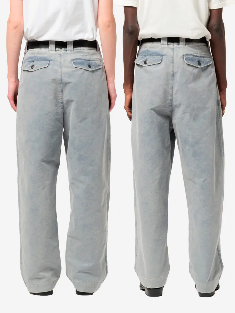 Pantaloni Wide Leg in Cotone Nebraska blu