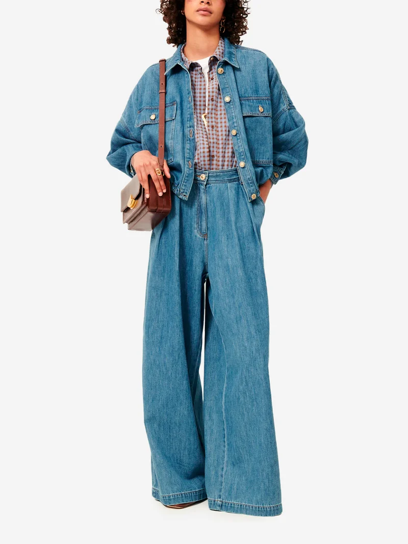 Giacca in denim 'Cazanim' con tasche applicate e orlo stretto