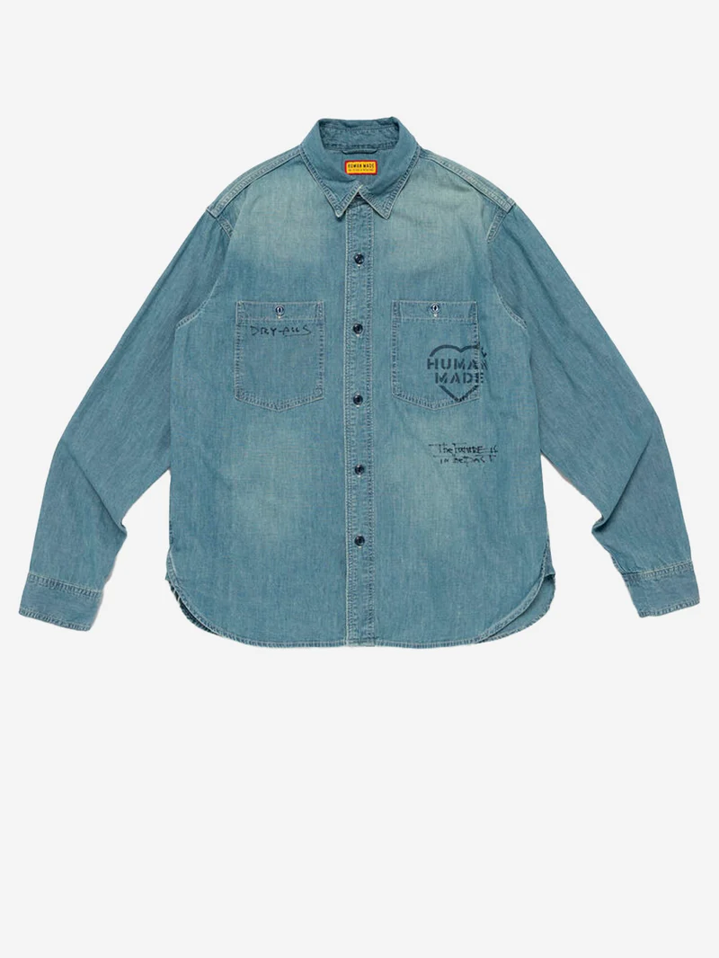 Camicia Mlitary Chambray blu