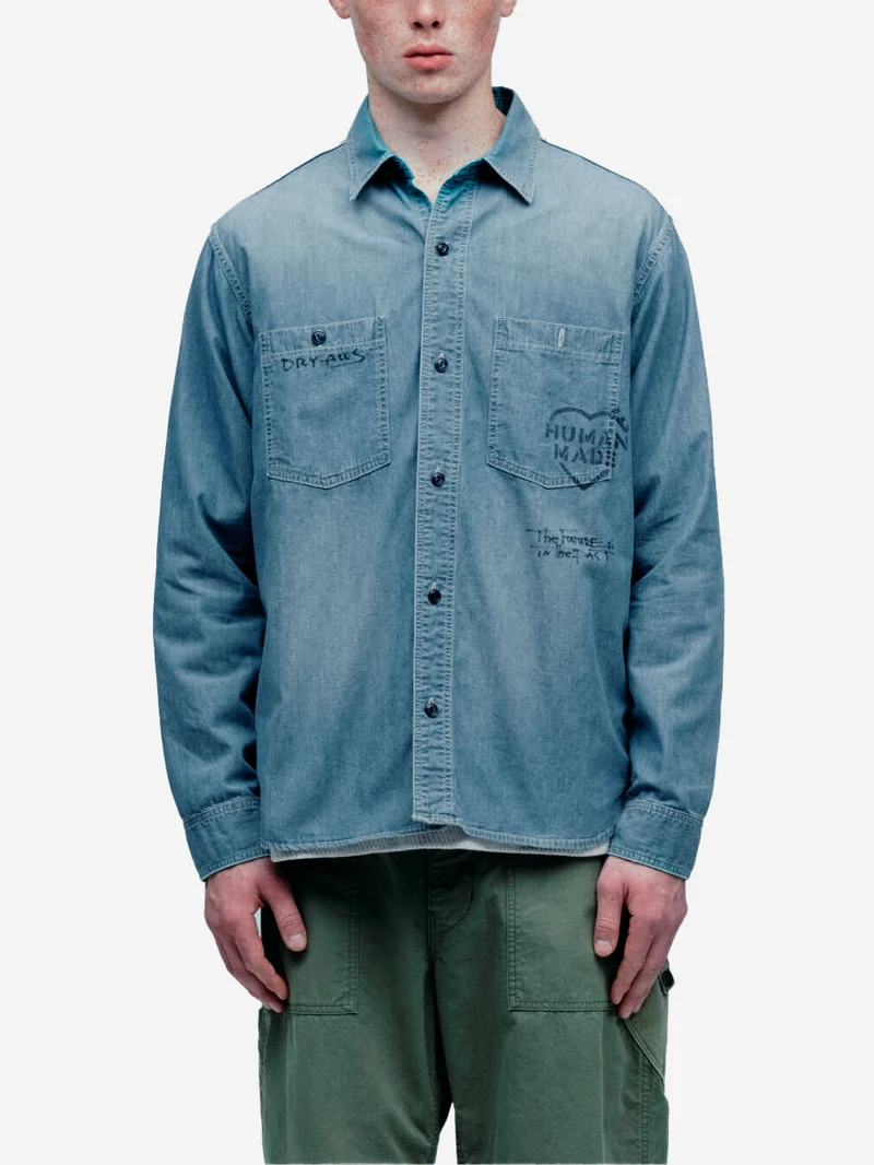 Camicia Mlitary Chambray blu
