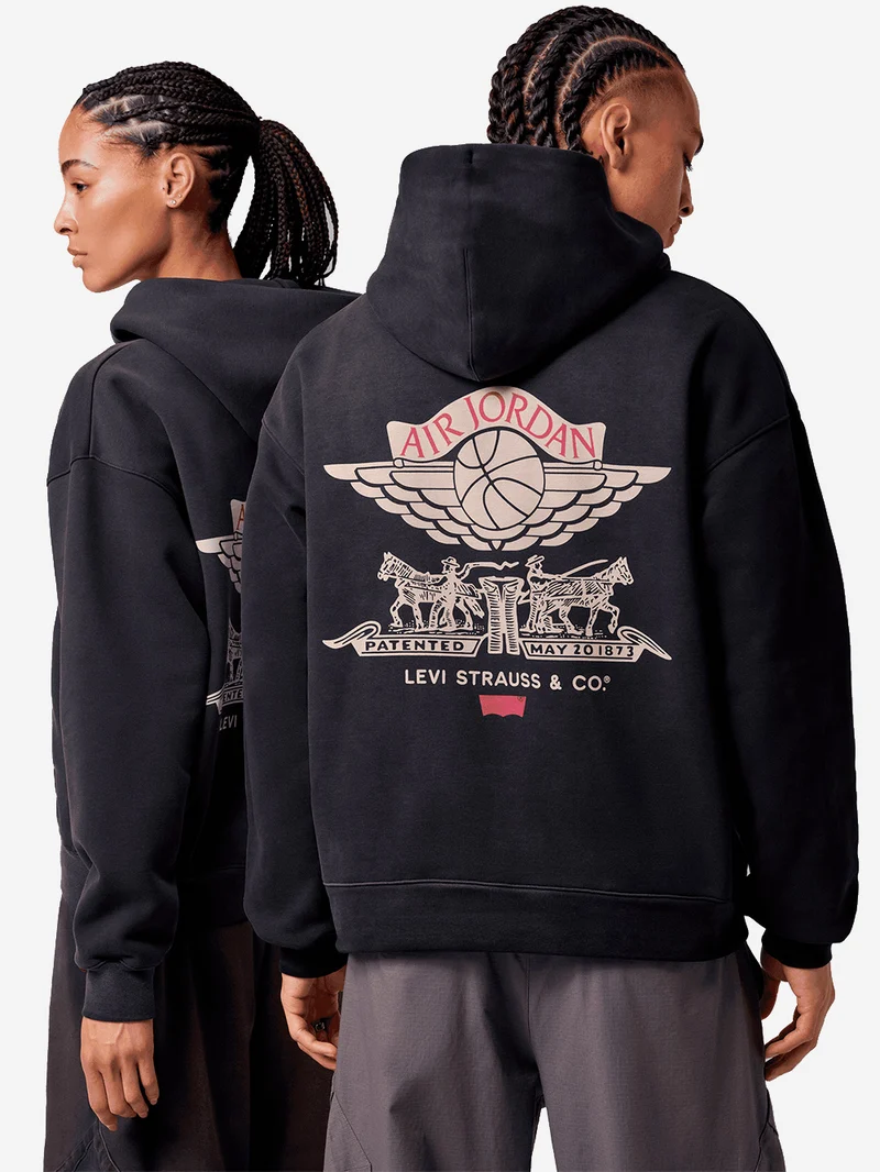 Felpa con cappuccio nera e zip a due vie x Levi's