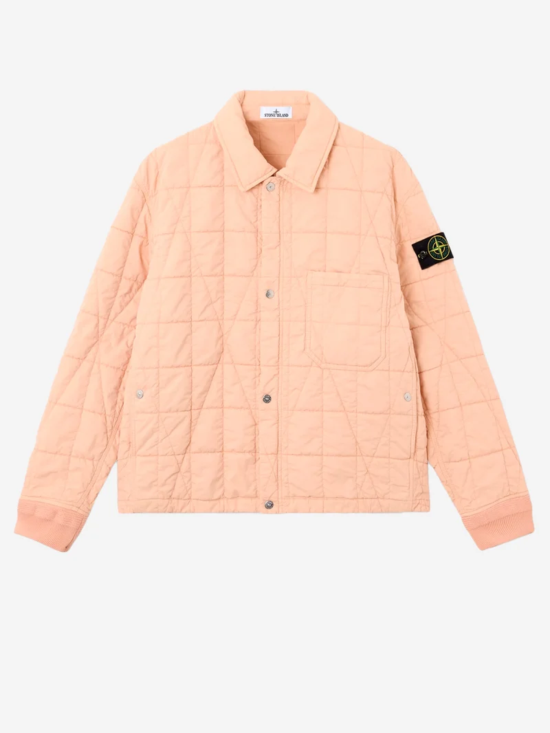 Giacca Coach rosa trapuntata con rivestimento in resina e antigoccia