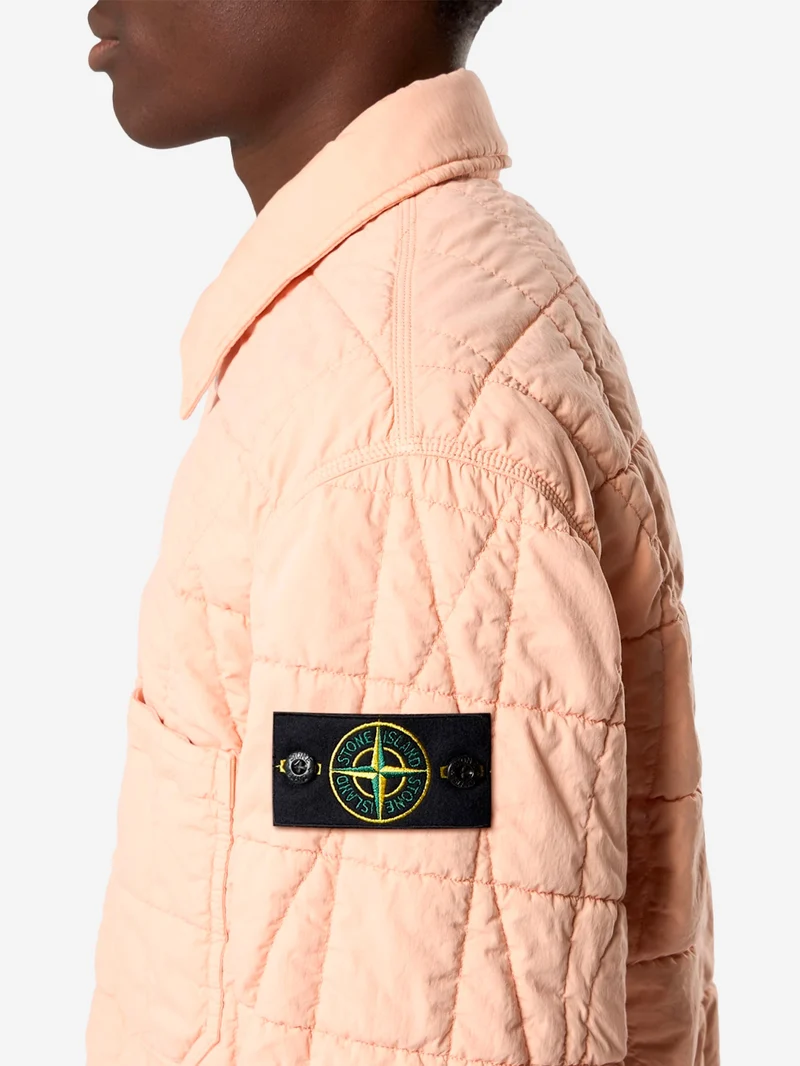 Giacca Coach rosa trapuntata con rivestimento in resina e antigoccia