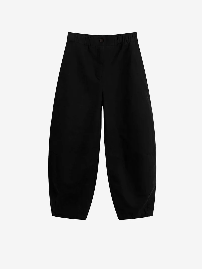 Pantaloni 'Sultan' neri con gamba a palloncino in misto lino