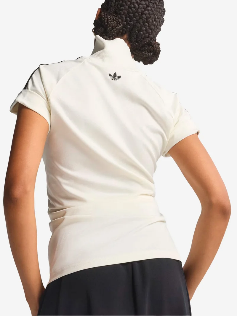 Top decostruito in tessuto jacquard con colletto
