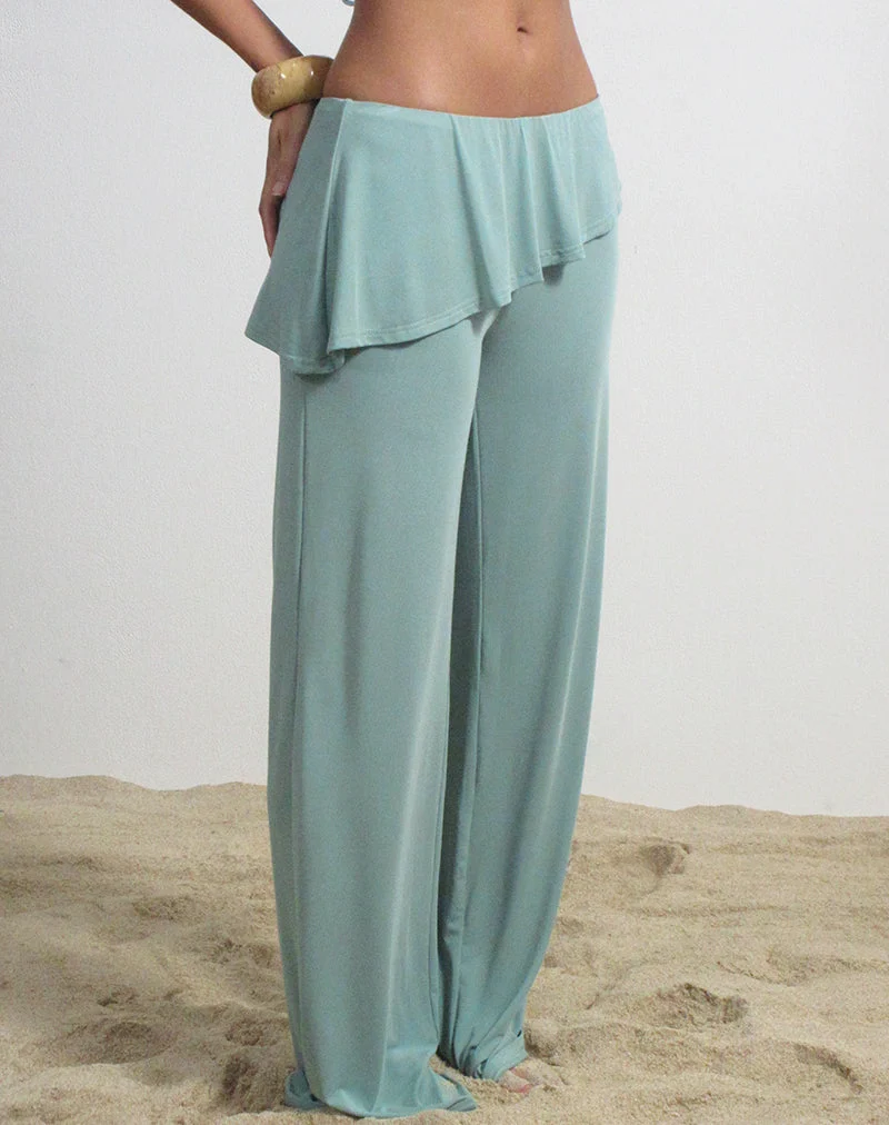 Sakano-Hose mit weitem Bein in Aqua-Grau