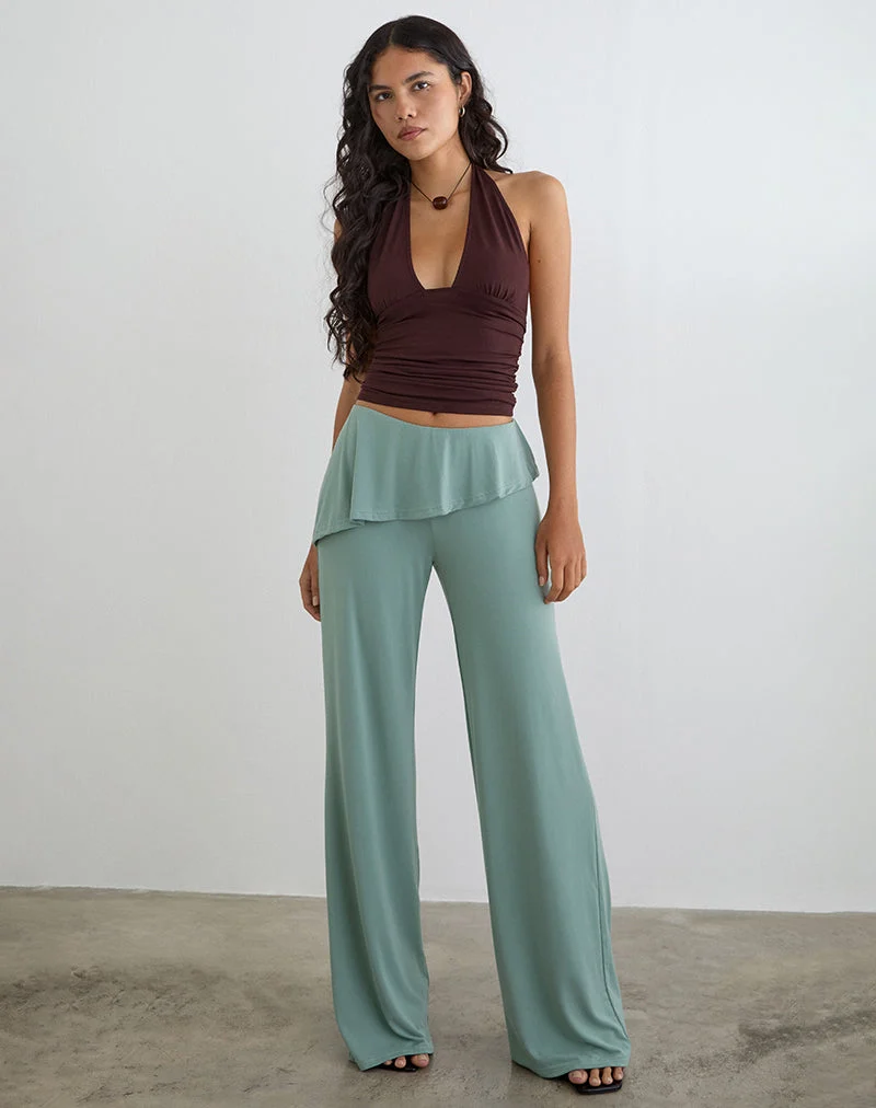 Sakano-Hose mit weitem Bein in Aqua-Grau