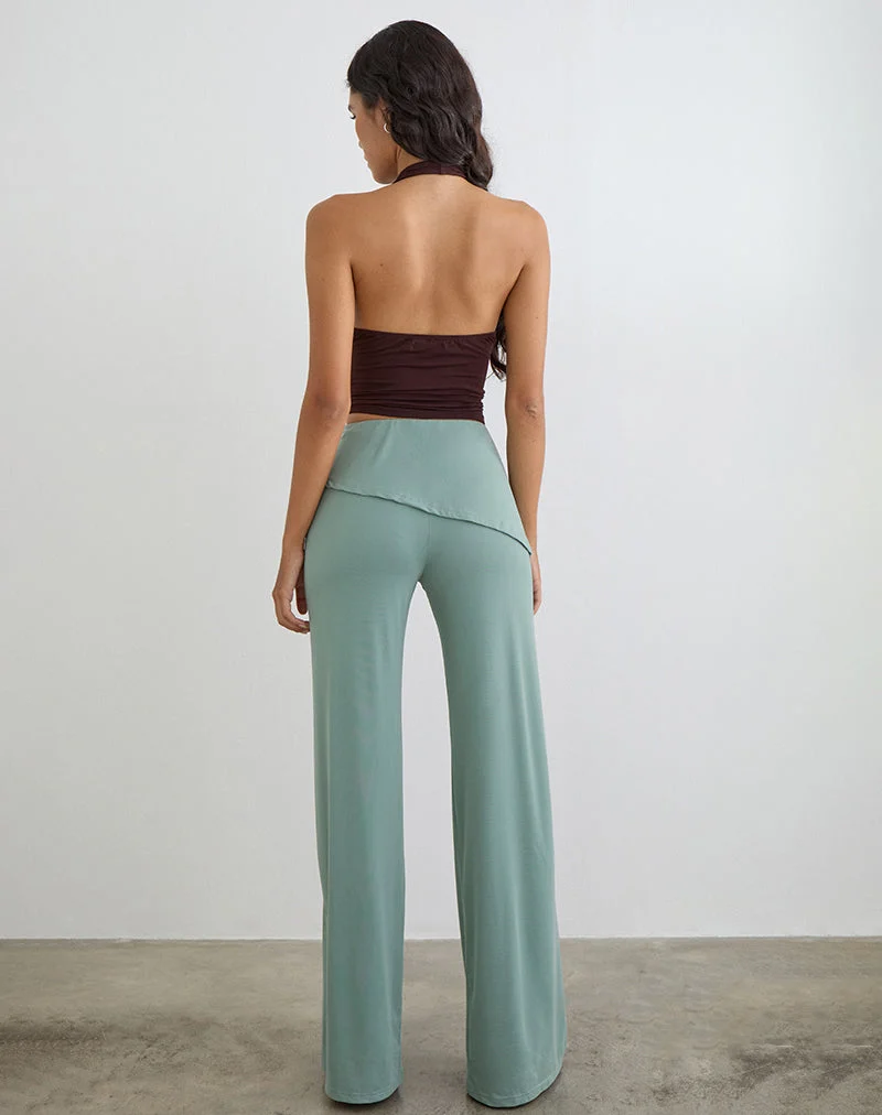 Sakano-Hose mit weitem Bein in Aqua-Grau