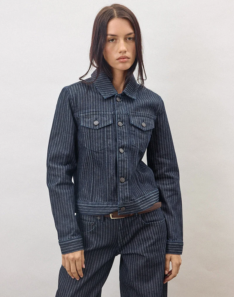 Klassische Jeansjacke in gestreiftem Indigo