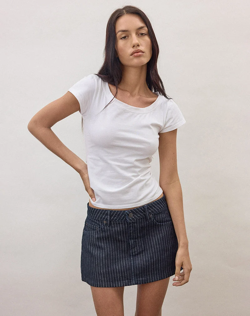 Jeans-Minirock mit Streifenmuster in Indigo