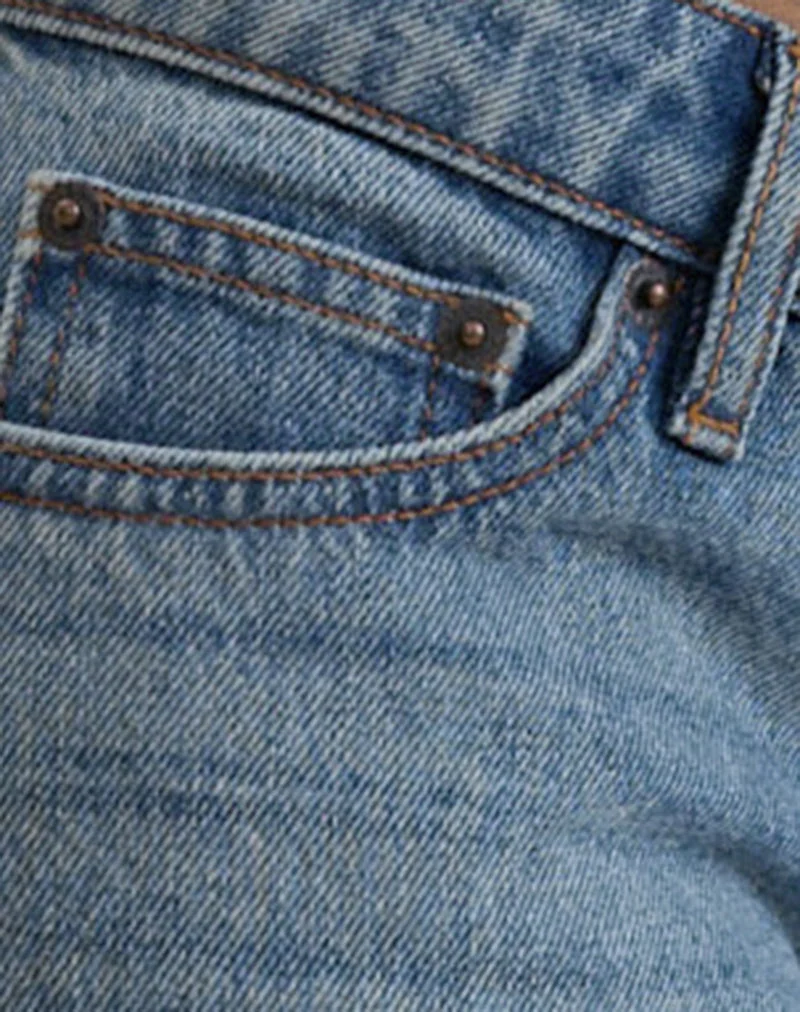 Flare-Jeans mit extrem niedriger Leibhöhe in Schieferblau