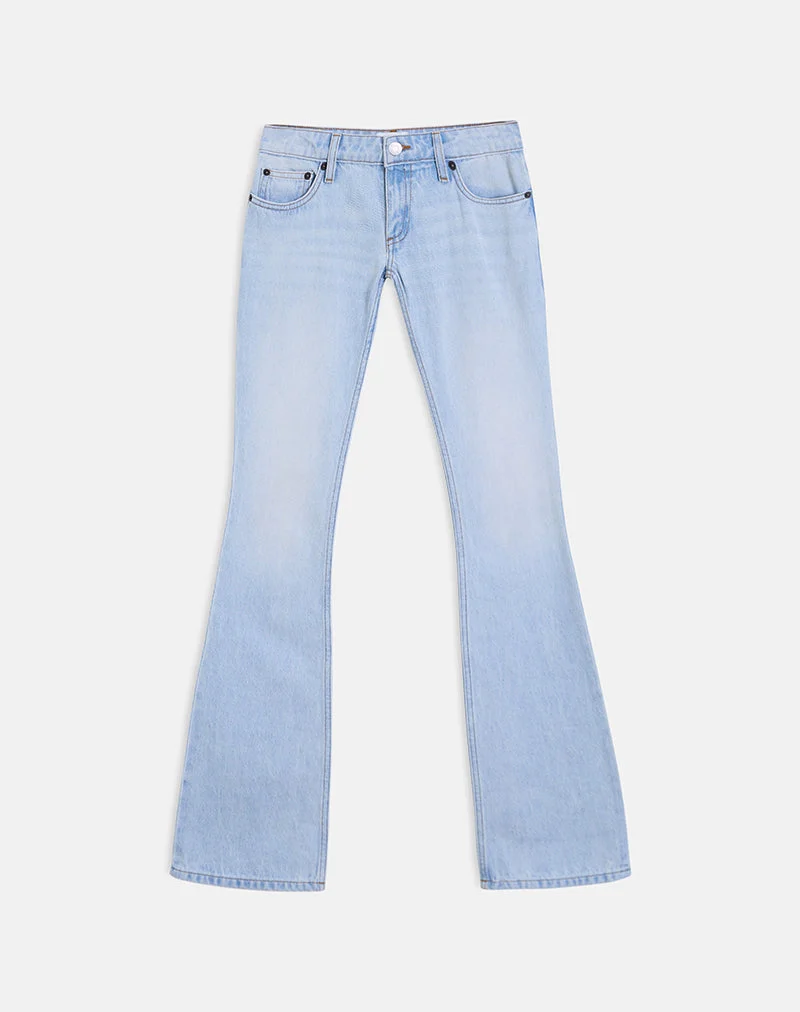 Flare-Jeans mit extrem niedriger Leibhöhe in Himmelblau