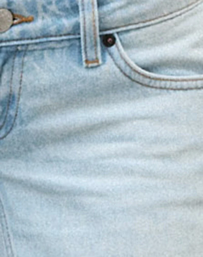 Flare-Jeans mit extrem niedriger Leibhöhe in Himmelblau