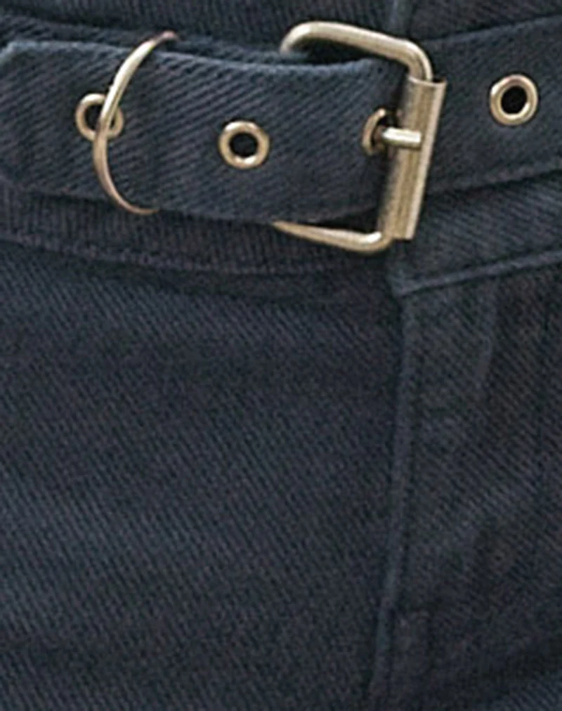 Hose mit Schnallenbund und ausgestelltem Bein in Air Force Blue