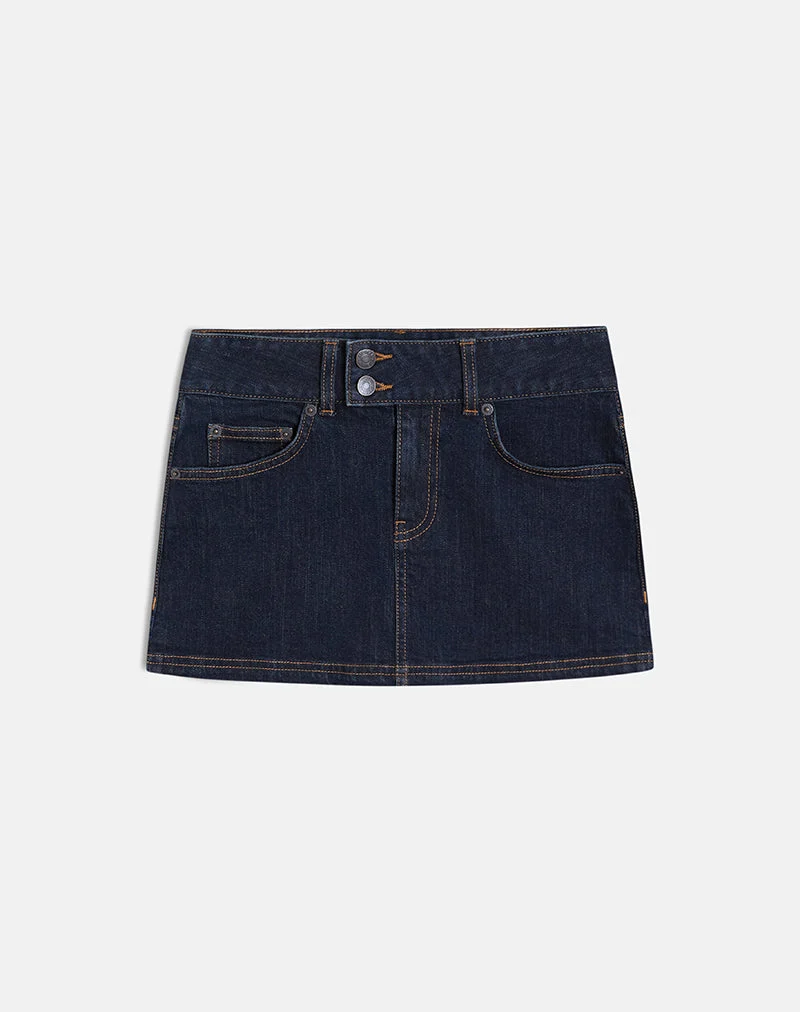 Minirock aus Denim mit niedriger Leibhöhe in Indigo