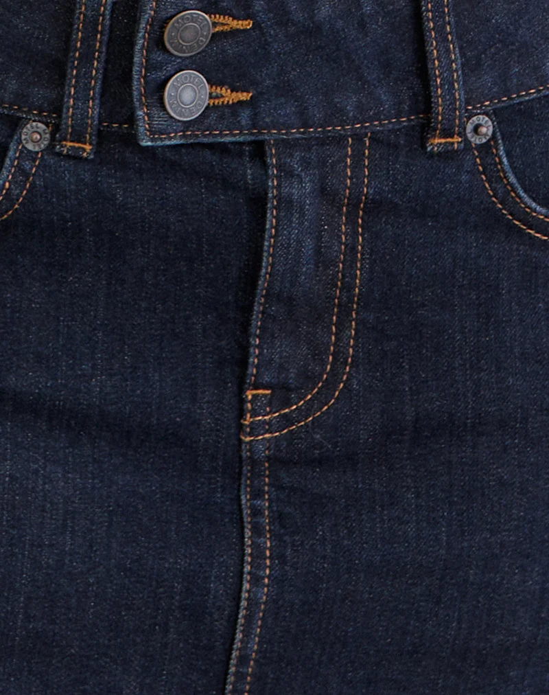 Minirock aus Denim mit niedriger Leibhöhe in Indigo