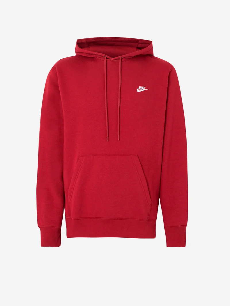 Felpa pullover rossa con cappuccio e swoosh