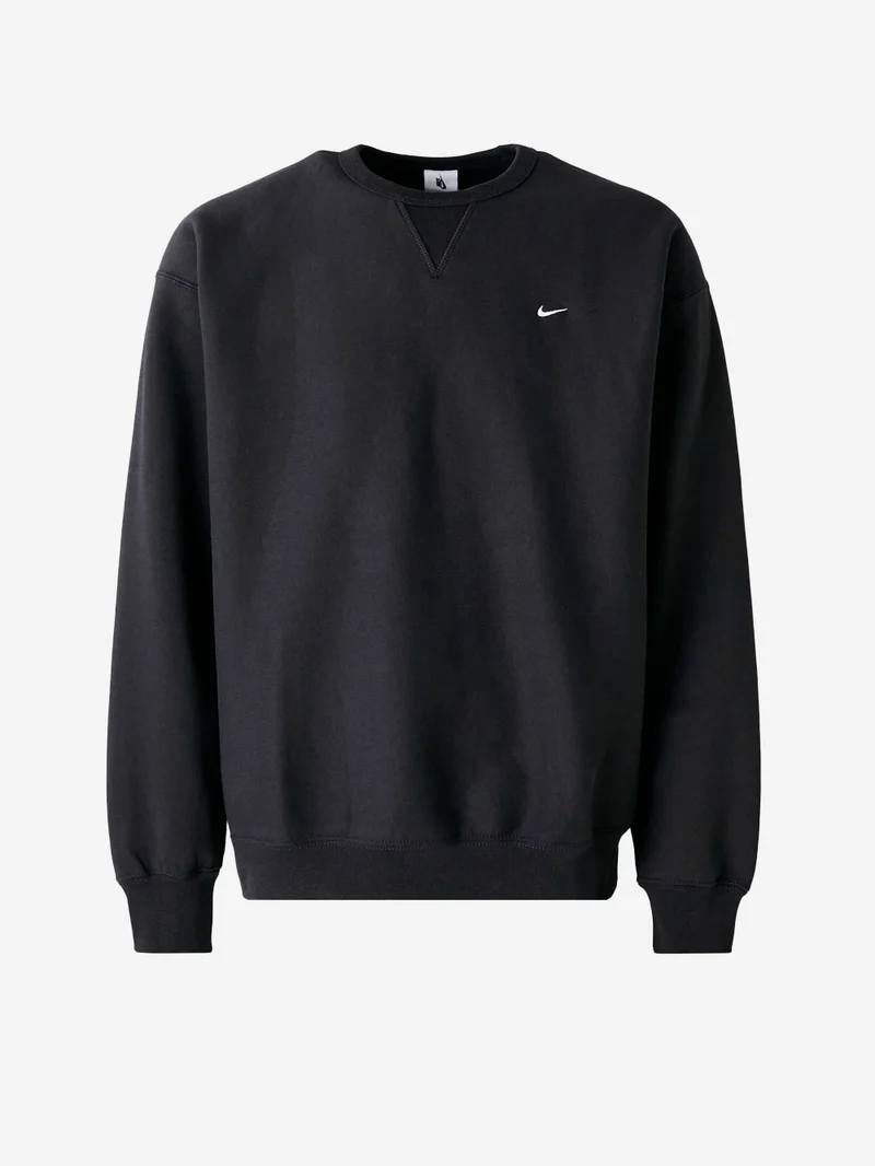 Felpa girocollo in fleece nera