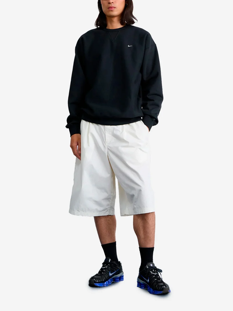 Felpa girocollo in fleece nera
