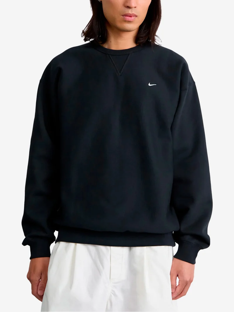 Felpa girocollo in fleece nera