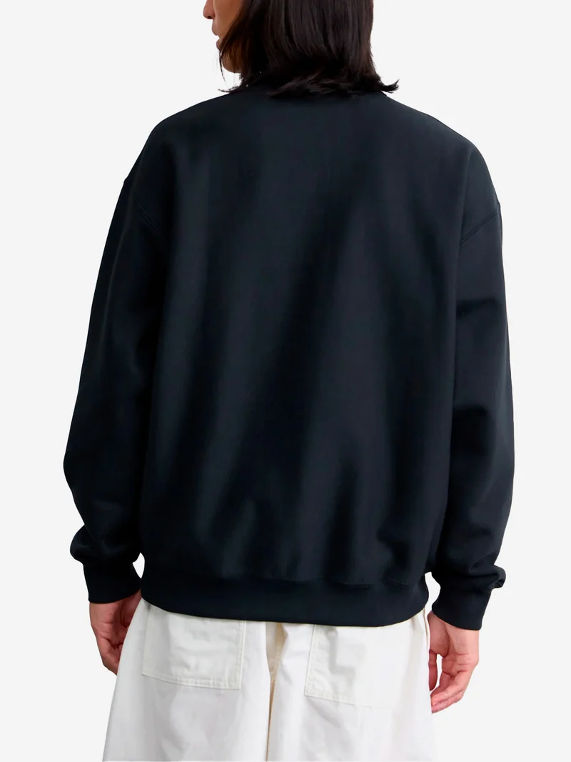 Felpa girocollo in fleece nera