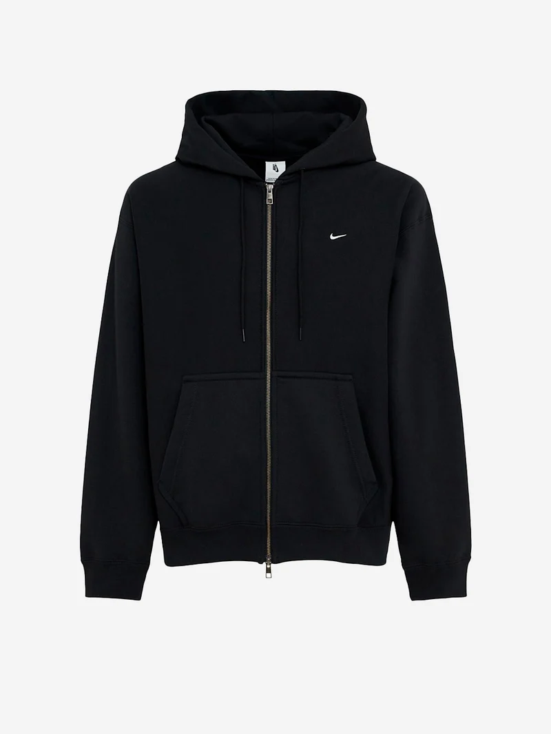 Felpa nera con cappuccio e zip a tutta lunghezza in fleece