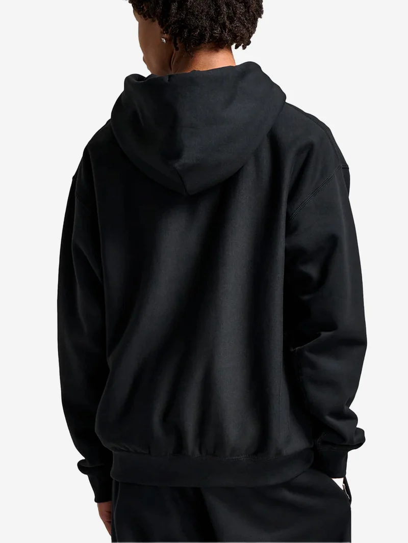 Felpa nera con cappuccio e zip a tutta lunghezza in fleece