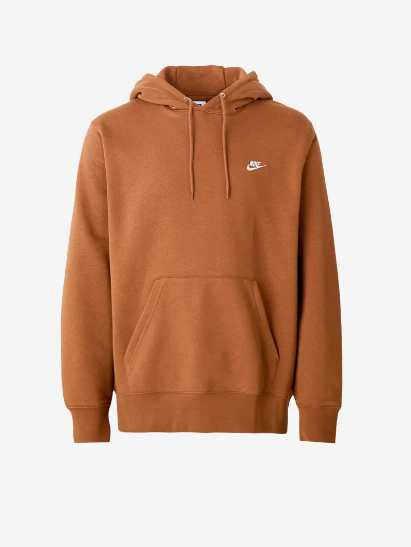 Felpa pullover marrone con cappuccio e swoosh