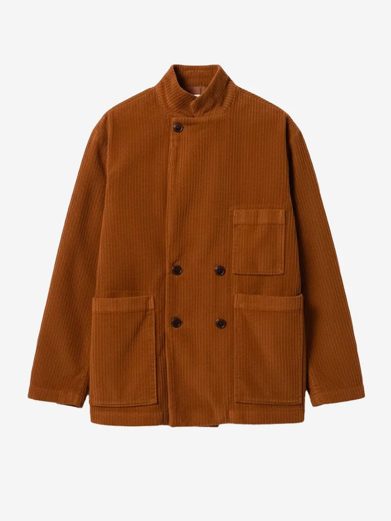 Maxi Blazer doppiopetto marrone cammello a costine