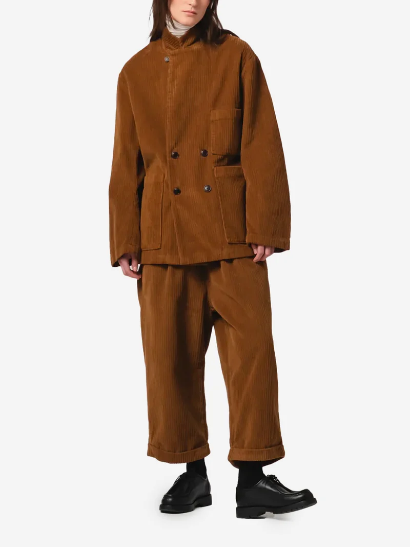 Maxi Blazer doppiopetto marrone cammello a costine