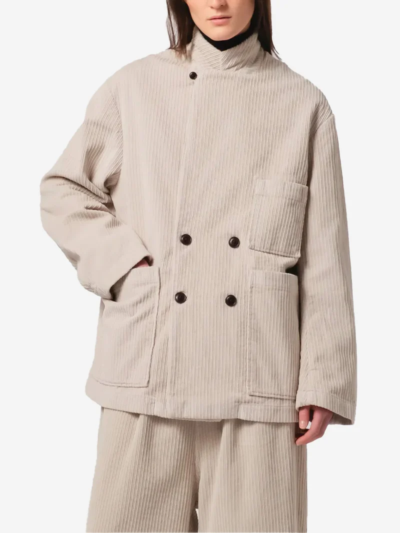 Maxi Blazer doppiopetto grigio a costine