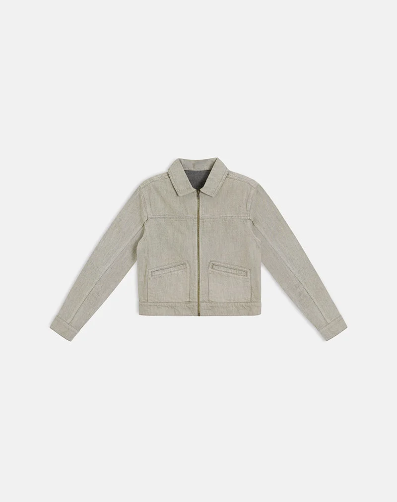 Denim-Cinch-Jacke in der Farbe „Oat“