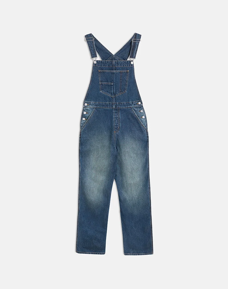 Jeans-Latzhose in Mittelblau