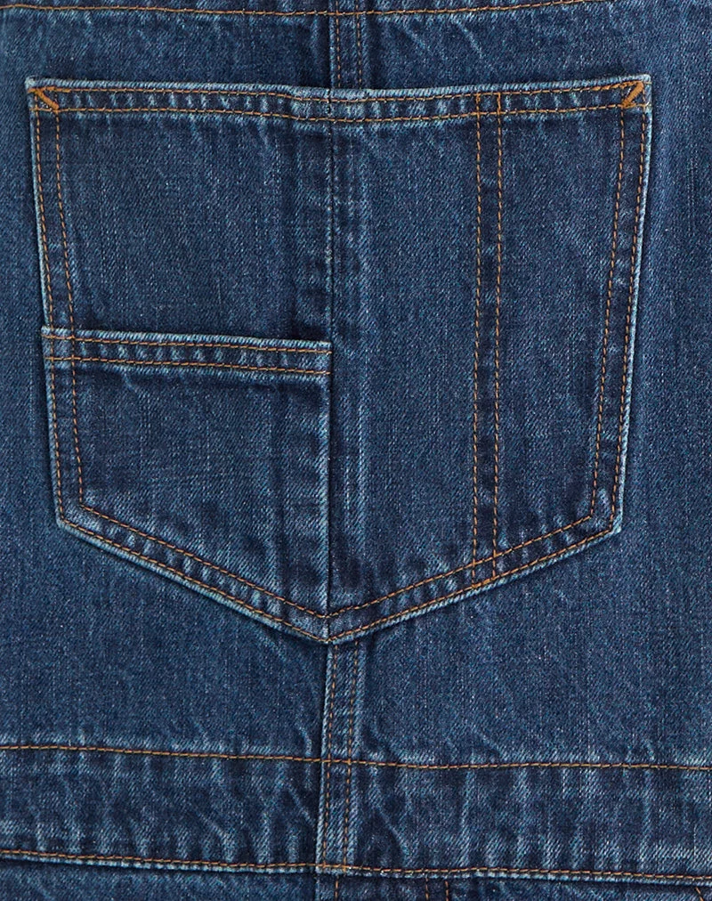 Jeans-Latzhose in Mittelblau