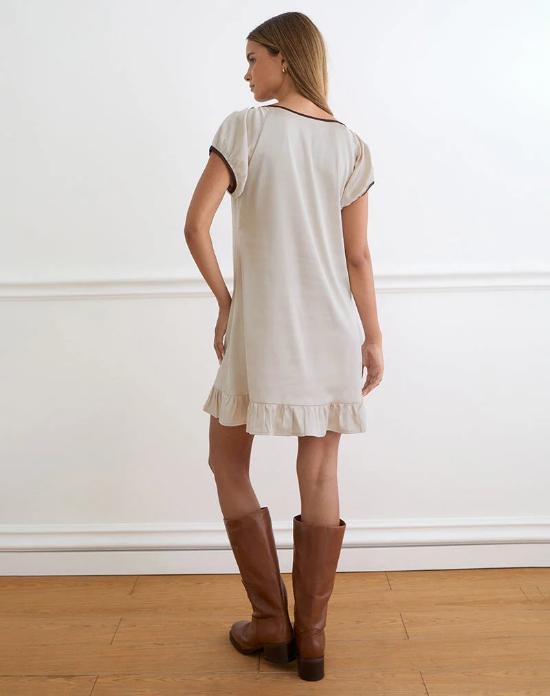 Rinari Minikleid aus Satin in der Farbe „Champagne“