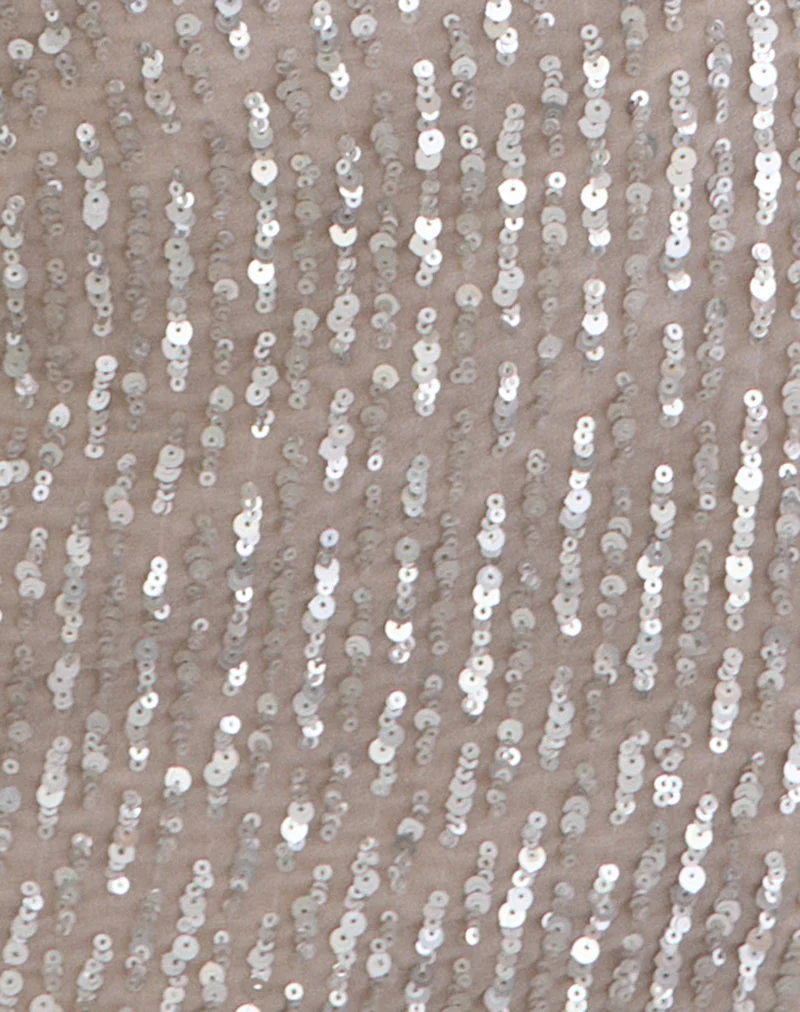 Nirado Minirock aus Chiffon mit Pailletten in Nude