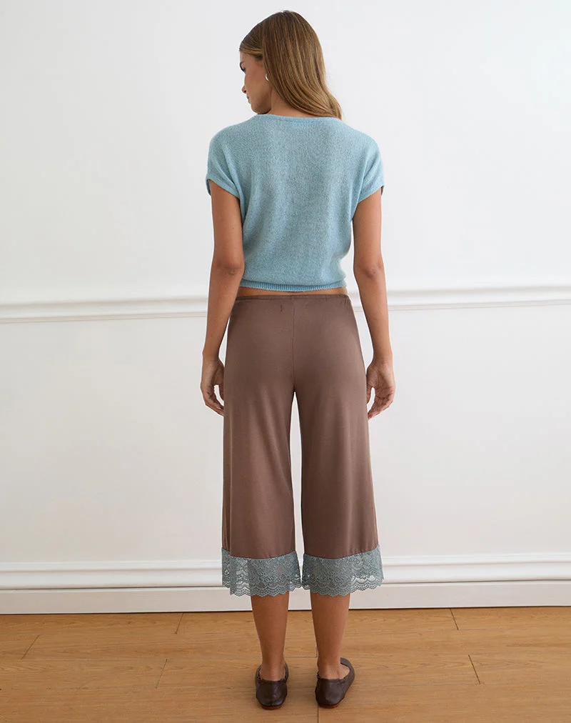 Satomi Capri aus Cupro Mink mit Spitzenbesatz