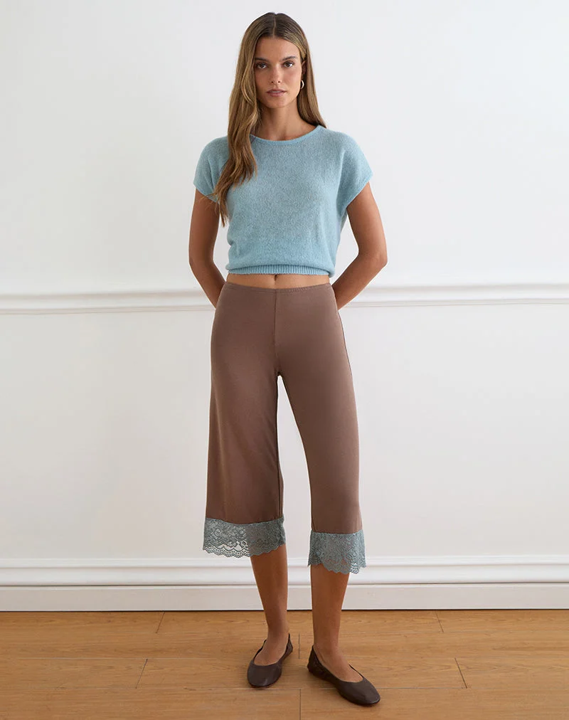 Satomi Capri aus Cupro Mink mit Spitzenbesatz