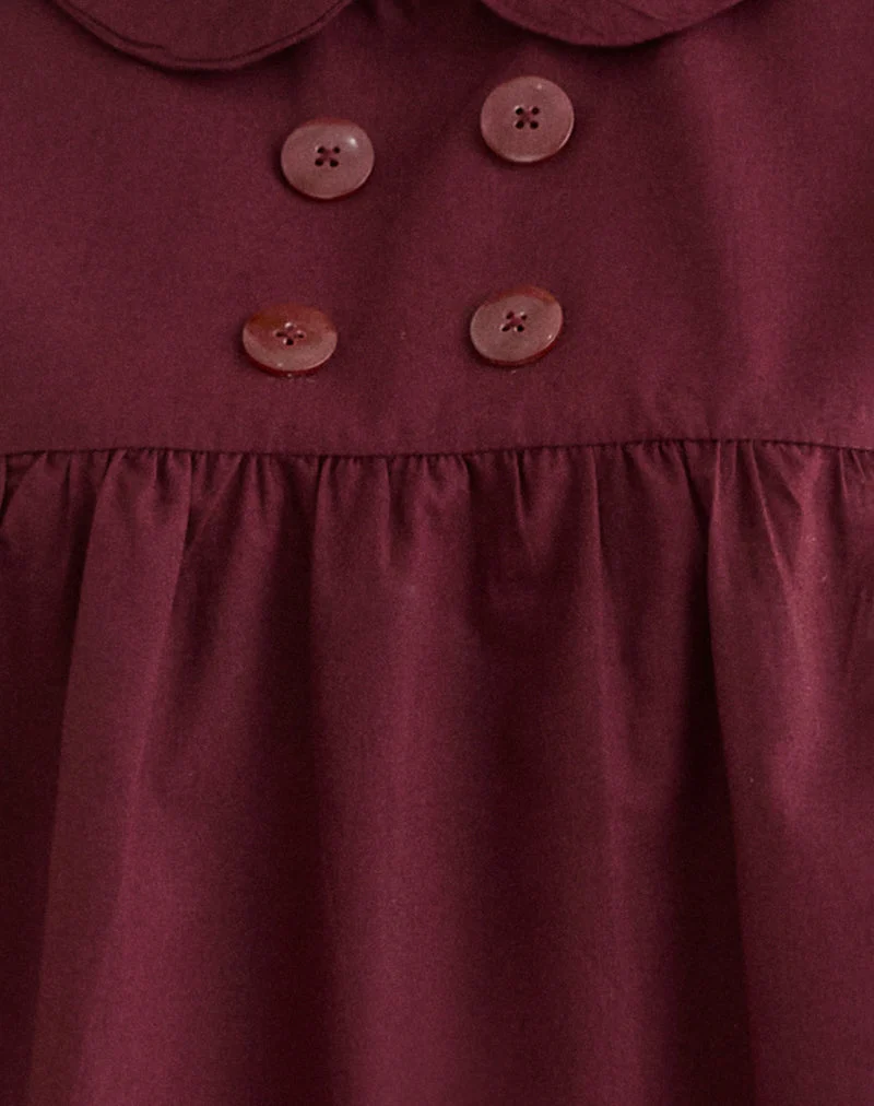 Imiraty Babydoll-Minikleid aus Popeline in Bordeauxrot