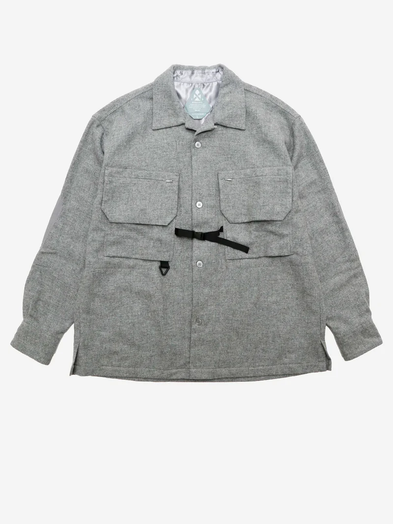 Giacca camicia outdoor grigia in misto lana