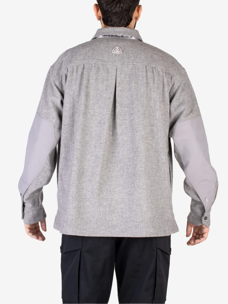 Giacca camicia outdoor grigia in misto lana