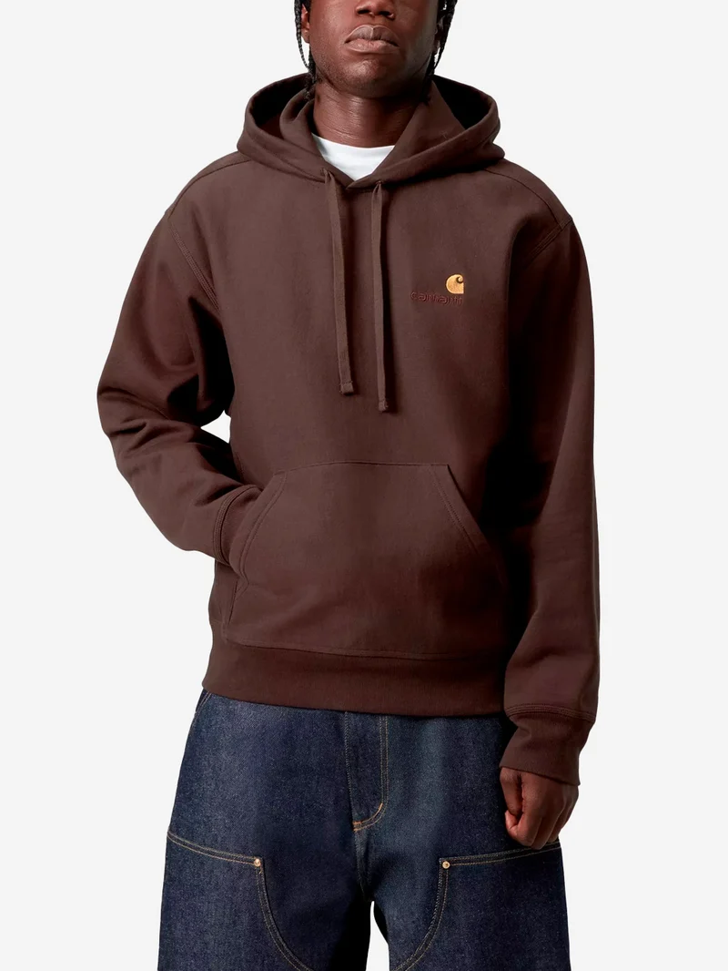 Felpa con cappuccio American Script marrone