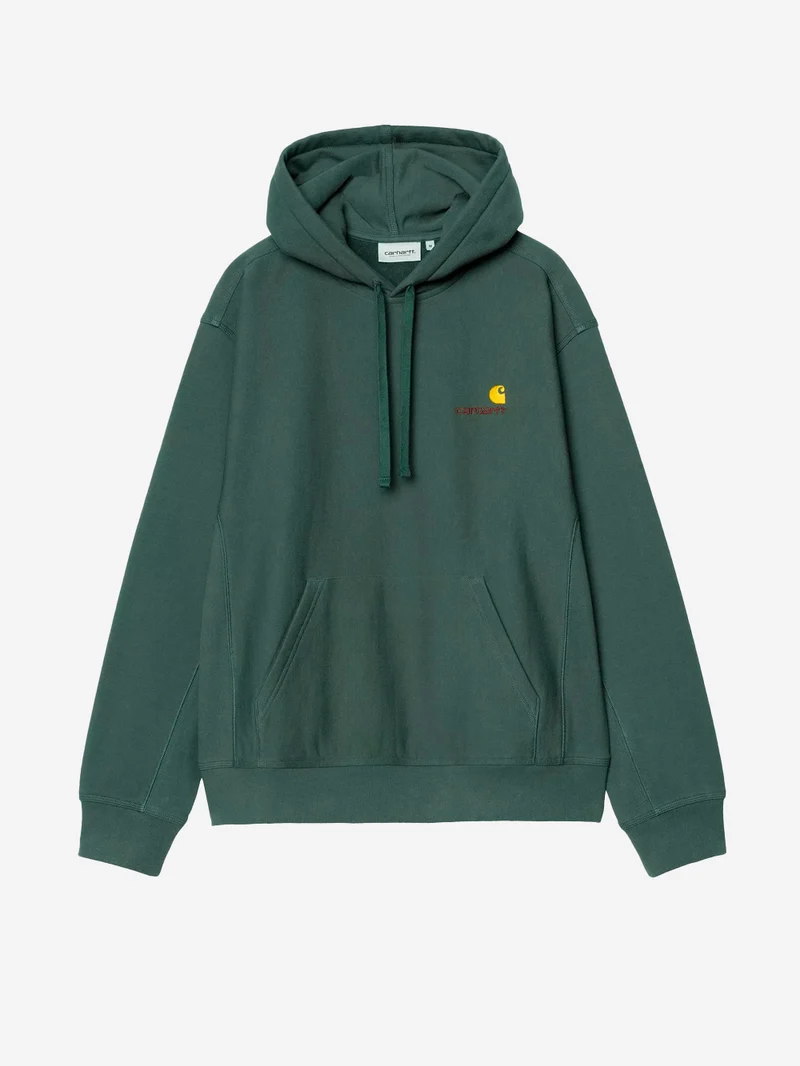 Felpa con cappuccio American Script verde