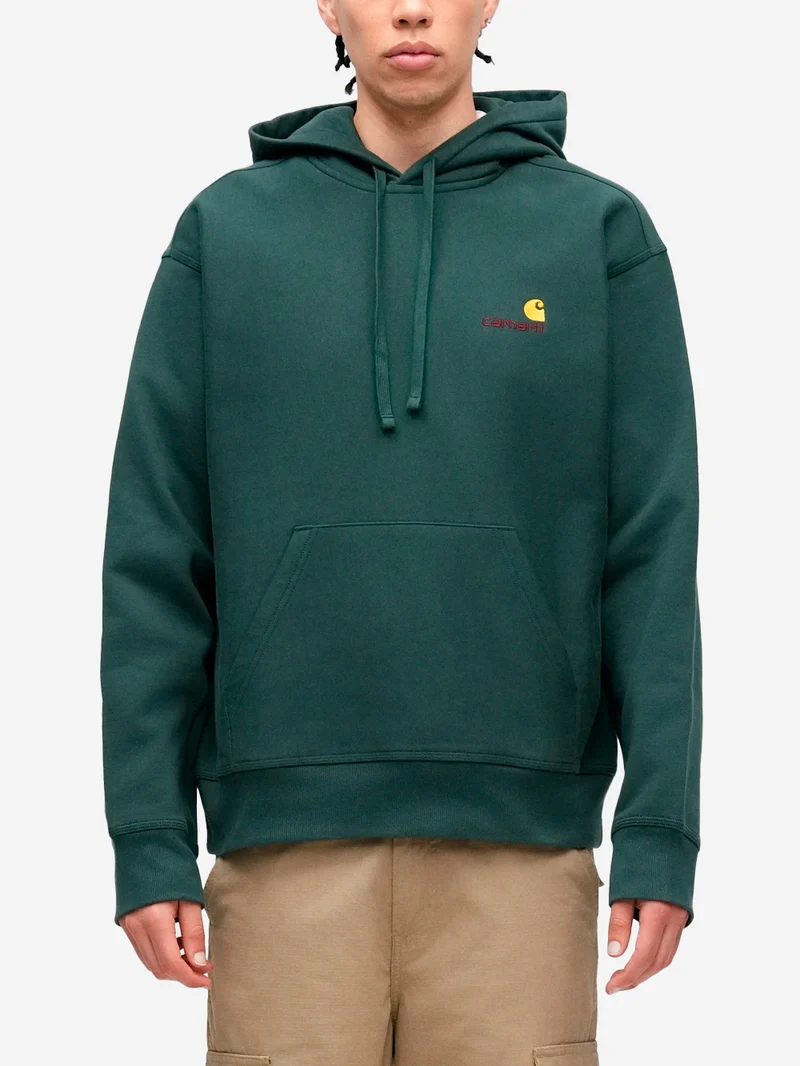 Felpa con cappuccio American Script verde